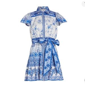 Alice + Olivia Blue and White Floral Mini Dress